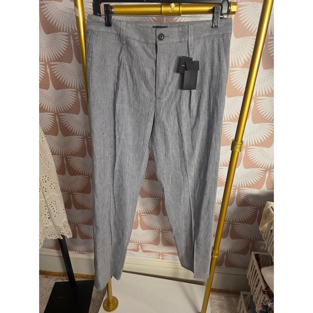 Club Monaco Mens Pleated Tapered Trousers Grey Linen Blend Pants 30x30 NEW